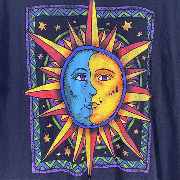 SUN / MOON Retro Vintage Boho Hippie Graphic Tee L - Picture 2 of 4
